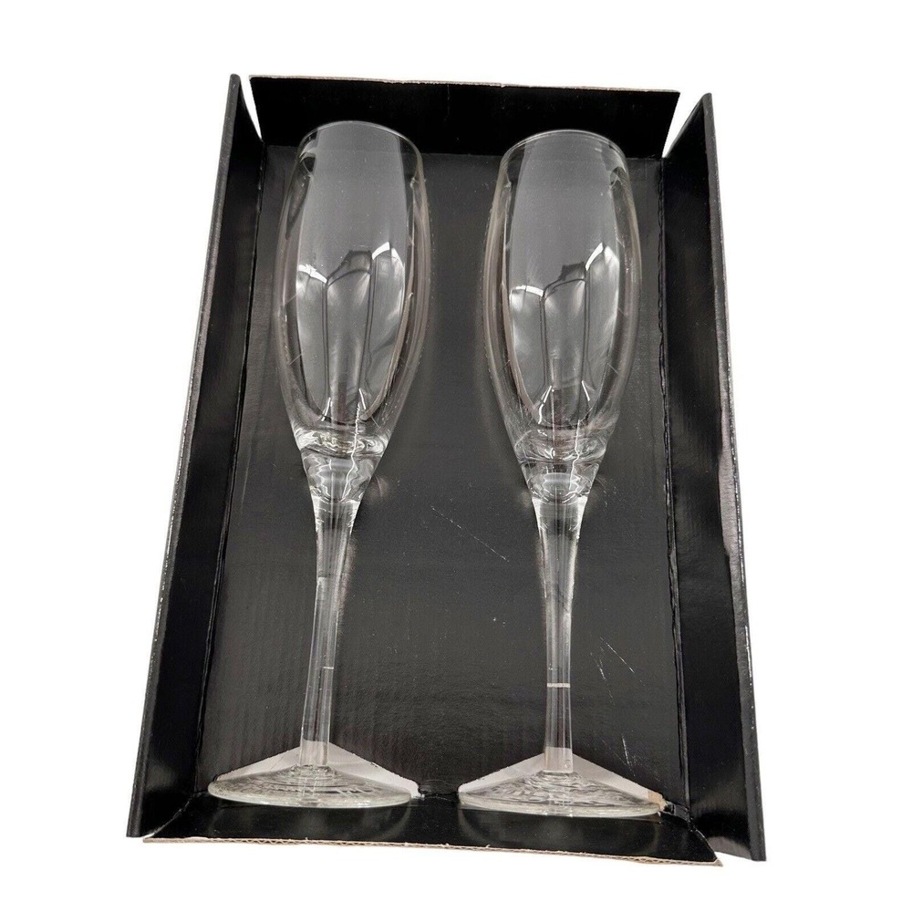 Foxwoods Resort & Casino 10th‎ Anniversary 2 Champagne Glasses 1992 2002 Flutes